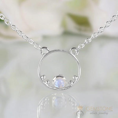 Moonstone Necklace-Moon Halo - Gemstone Silver Jewelry