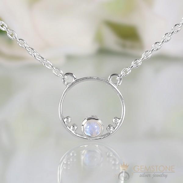 Moonstone Necklace-Moon Halo - Gemstone Silver Jewelry