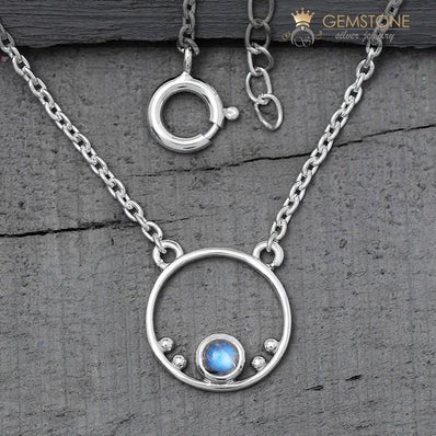 Moonstone Necklace-Moon Halo - Gemstone Silver Jewelry