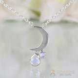 Moonstone Necklace-Crescent Moon - Gemstone Silver Jewelry