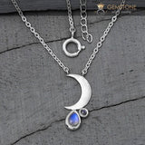 Moonstone Necklace-Crescent Moon - Gemstone Silver Jewelry