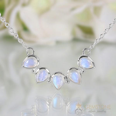 Moonstone Necklace-Captured Gleam - Gemstone Silver Jewelry