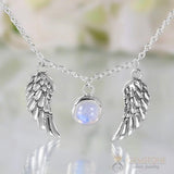 Moonstone Necklace-Angel Wings - Gemstone Silver Jewelry