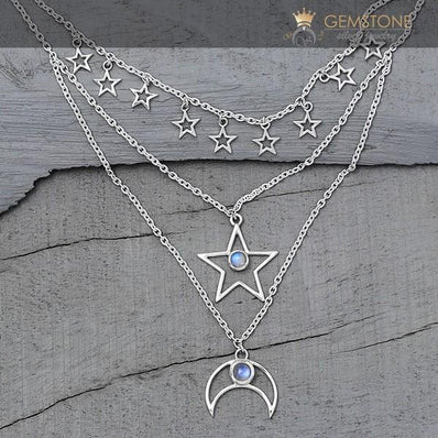Moonstone Necklace-Sky Energy - gemstonesilverjewelryus
