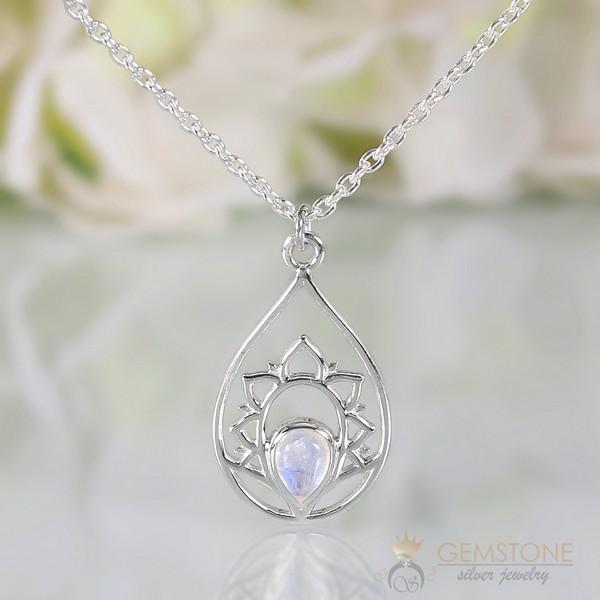 Moonstone Necklace-Splendid Cassiopeia - Gemstone Silver Jewelry