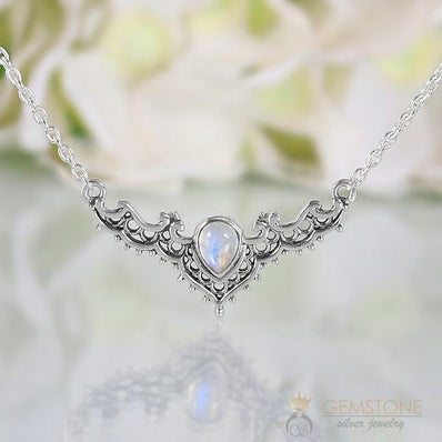 Moonstone Necklace-Iconic Delta - Gemstone Silver Jewelry