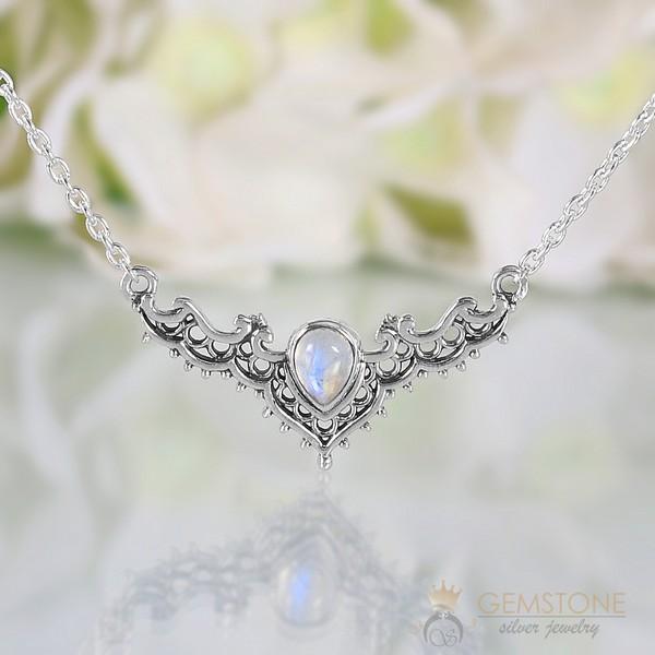 Moonstone Necklace-Iconic Delta - Gemstone Silver Jewelry