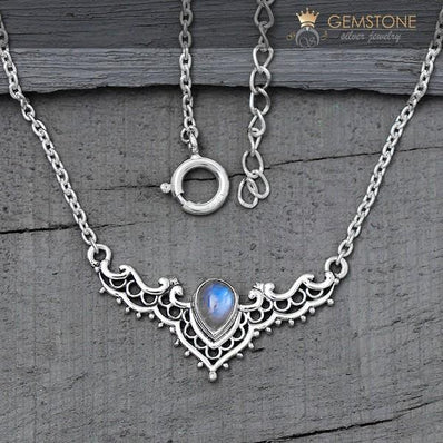 Moonstone Necklace-Iconic Delta - Gemstone Silver Jewelry