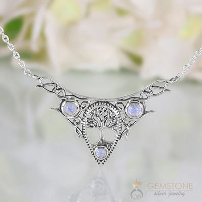 Moonstone Necklace-Vintage Moon - Gemstone Silver Jewelry