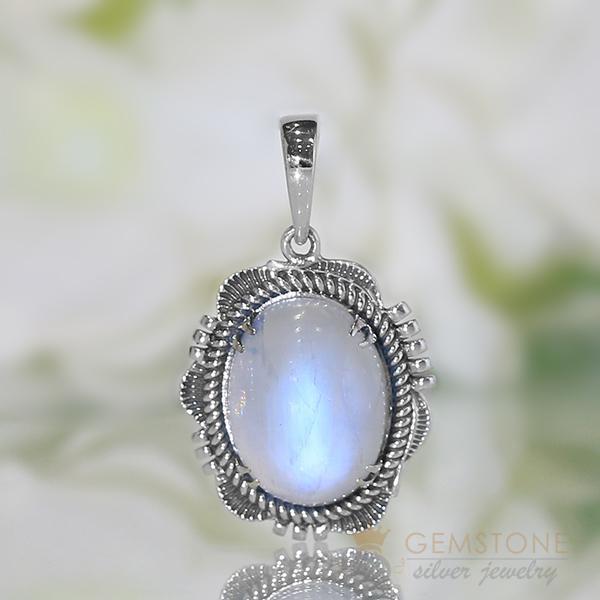 Moonstone Pendant-Blue Moon - Gemstone Silver Jewelry
