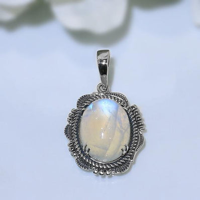 Moonstone Pendant-Blue Moon - Gemstone Silver Jewelry