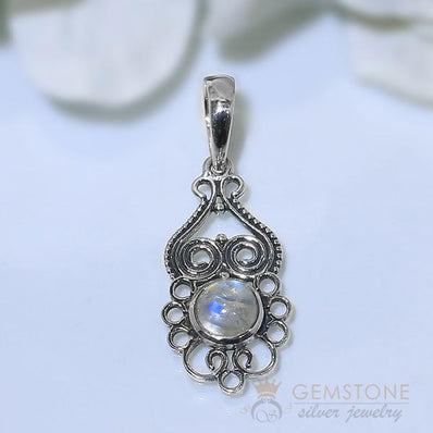 Moonstone Pendant-Crisp Flame - Gemstone Silver Jewelry