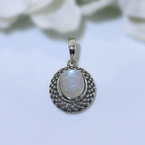 Moonstone Pendant-Elliptical Astra - Gemstone Silver Jewelry