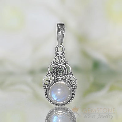 Moonstone Pendant-Enchanting Poem - Gemstone Silver Jewelry