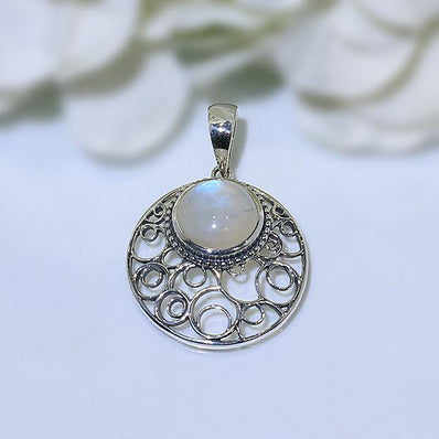 Moonstone Pendant-Filigree - Gemstone Silver Jewelry