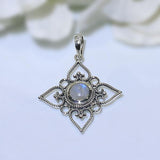 Moonstone Pendant-Floral Bliss - Gemstone Silver Jewelry