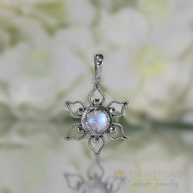 Moonstone Pendant-Floral Essence - Gemstone Silver Jewelry