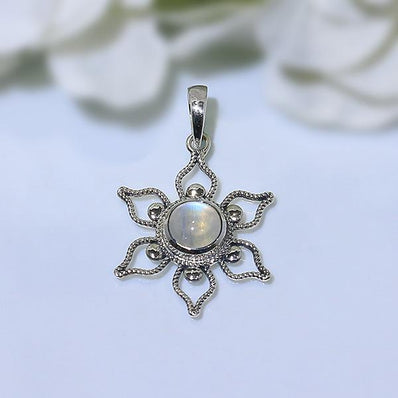 Moonstone Pendant-Floral Essence - Gemstone Silver Jewelry