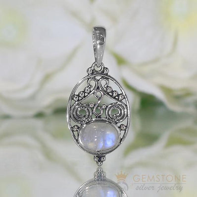 Moonstone Pendant-Lustrous Whisper - Gemstone Silver Jewelry