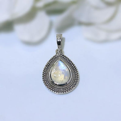 Moonstone Pendant-Moon Drop - Gemstone Silver Jewelry