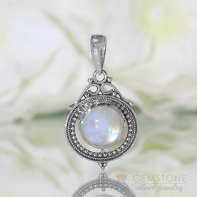 Moonstone Pendant-Royal Glamour - Gemstone Silver Jewelry