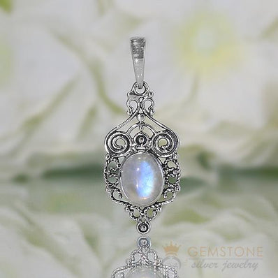 Moonstone Pendant-Royal Tempest - Gemstone Silver Jewelry