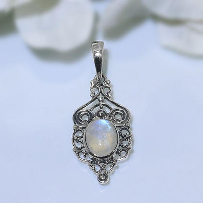 Moonstone Pendant-Royal Tempest - Gemstone Silver Jewelry
