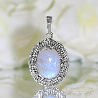 Moonstone Pendant-Scented Ambition - Gemstone Silver Jewelry