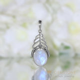 Moonstone Pendant-Secret Leaves - Gemstone Silver Jewelry