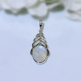 Moonstone Pendant-Secret Leaves - Gemstone Silver Jewelry