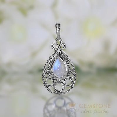 Moonstone Pendant-Shooting Stars - Gemstone Silver Jewelry