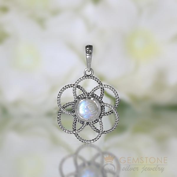 Moonstone Pendant-Spectra - Gemstone Silver Jewelry