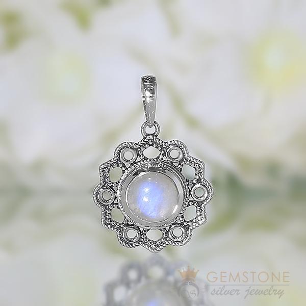 Moonstone Pendant-Sublime Deity - Gemstone Silver Jewelry