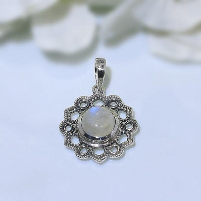 Moonstone Pendant-Sublime Deity - Gemstone Silver Jewelry