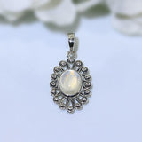 Moonstone Pendant-Embellished Orb - Gemstone Silver Jewelry