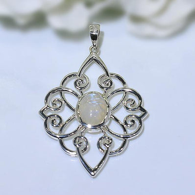 Moonstone Pendant-Rays of The Moon - Gemstone Silver Jewelry