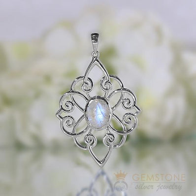 Moonstone Pendant-Rays of The Moon - Gemstone Silver Jewelry