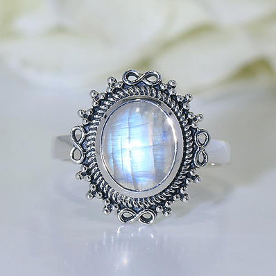 Moonstone Ring-Infinity Karma - Gemstone Silver Jewelry