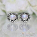 Moonstone Studs-Braided Dewdrop