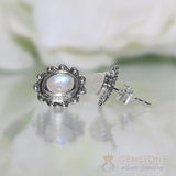 Moonstone Studs-Mighty Waves - gemstonesilverjewelryus