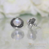 Moonstone Studs-Striking Portrait - gemstonesilverjewelryus