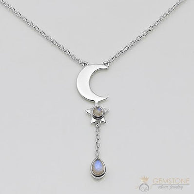Moonstone Necklace-Artistic Sway - Gemstone Silver Jewelry