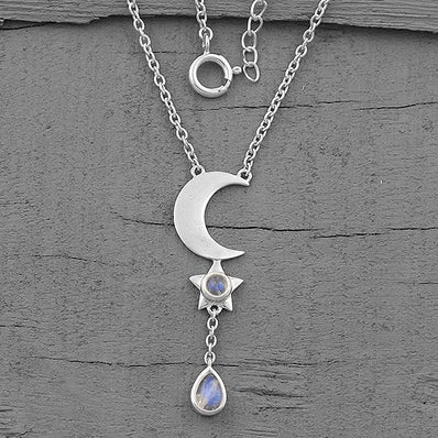 Moonstone Necklace-Artistic Sway - Gemstone Silver Jewelry