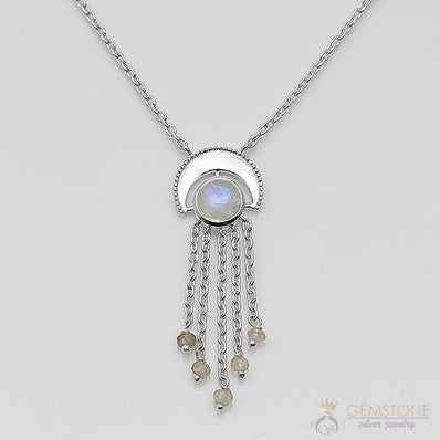 Moonstone Necklace-Celestial Waterfall - Gemstone Silver Jewelry