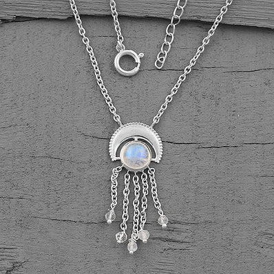 Moonstone Necklace-Celestial Waterfall - Gemstone Silver Jewelry