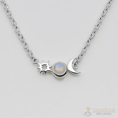 Moonstone Necklace-Moon's Companion - Gemstone Silver Jewelry