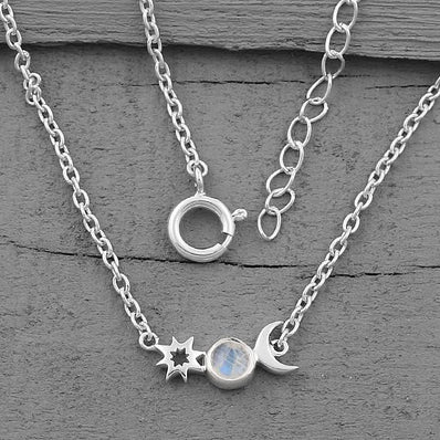 Moonstone Necklace-Moon's Companion - Gemstone Silver Jewelry
