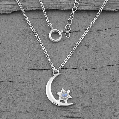 Moonstone Necklace-Serene Night - Gemstone Silver Jewelry