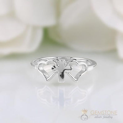 Silver Ring-Cross Love
