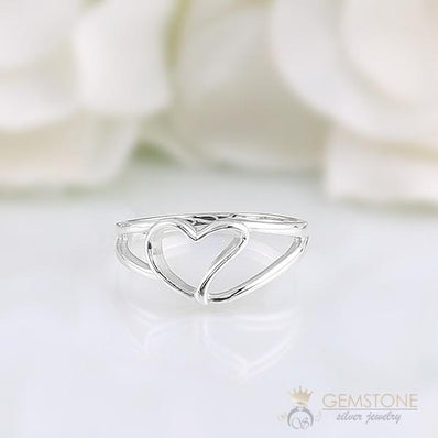 Silver Ring-Wavy Heart